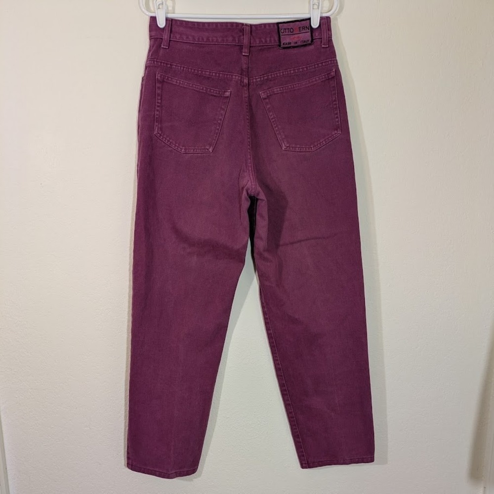 Vintage 90s High Waist Raspberry Pink Mom Jeans Tapered Leg 32 Italy Otto Kern - Picture 2 of 10